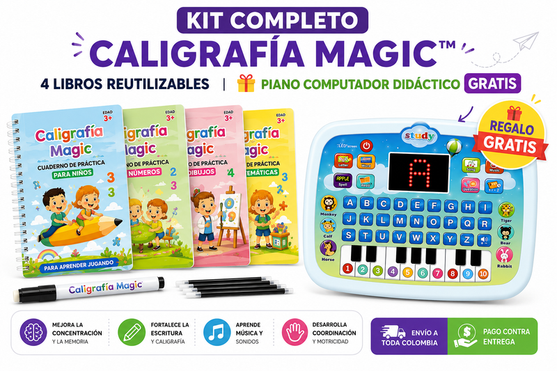 Kit Completo Caligrafía Magic™ | 4 Libros + Piano didáctico infantil GRATIS